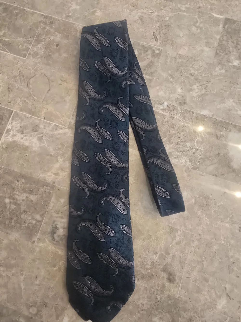 Vintage Yves Saint Laurent Navy Paisley Silk Tie